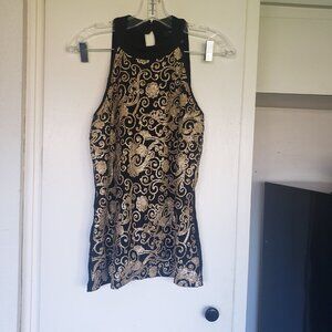 Style & Co. Black and Gold Swirls on front Size Small